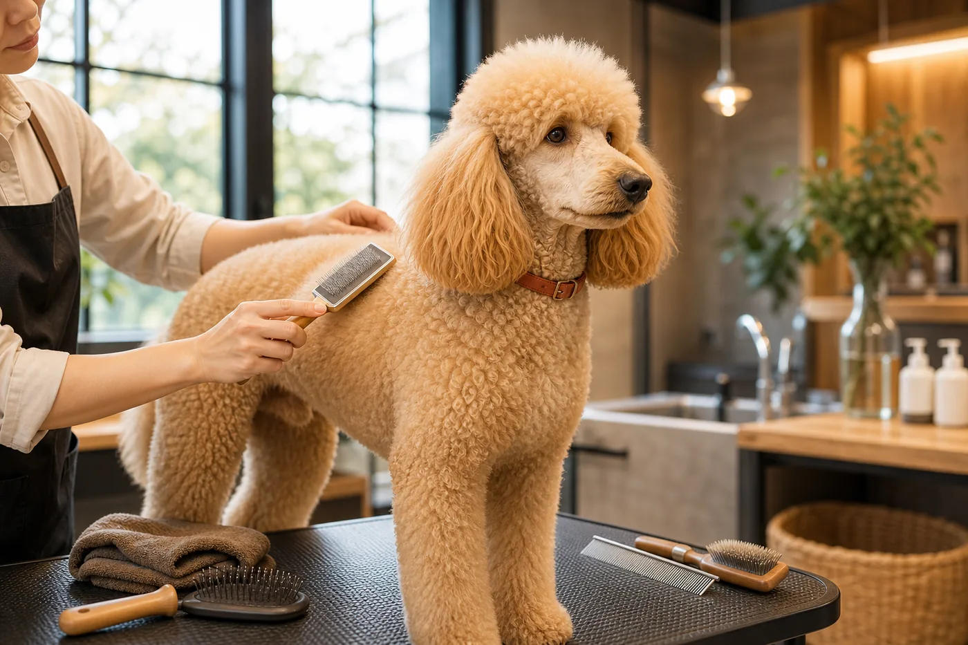 トリミング中の犬